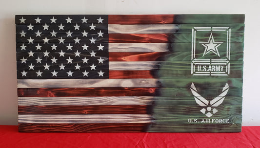 U.S. Army and Air Force Wooden American Flag