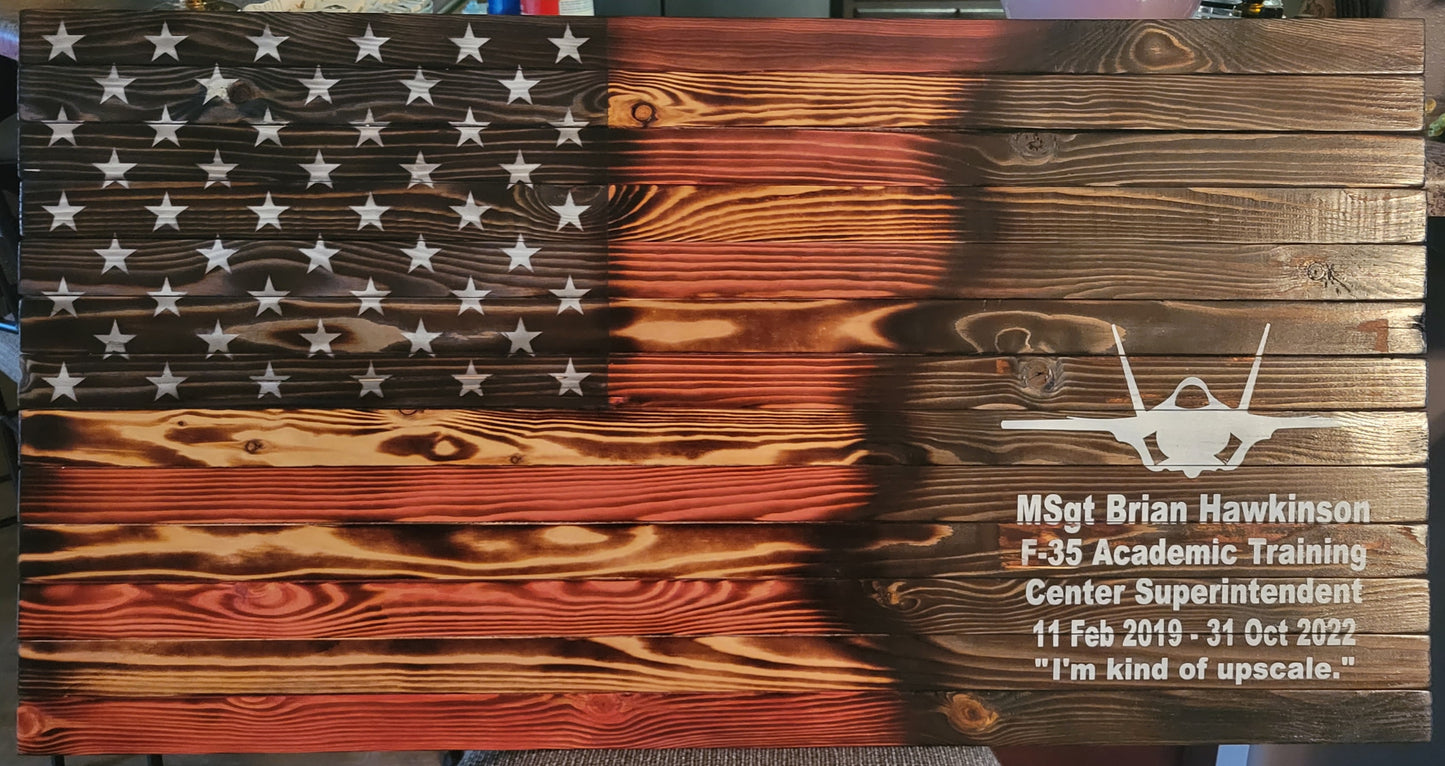 Custom Military Wooden American Flag