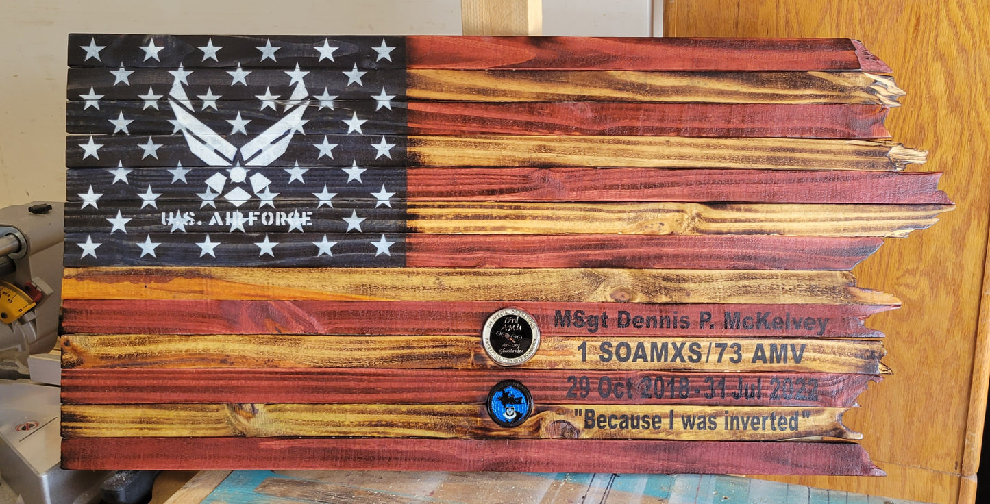 Custom Military Wooden American Flag