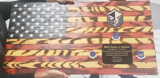 Custom Military Wooden American Flag