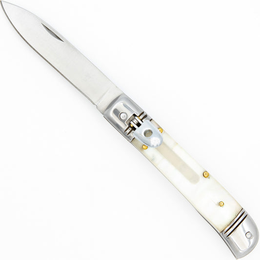 Automatic Lever Lock Knife with Real Mother Pearl Handle