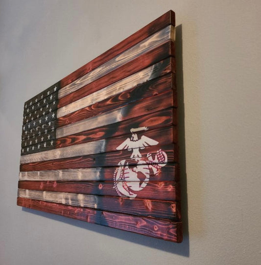 U.S. Marine Wooden American Flag