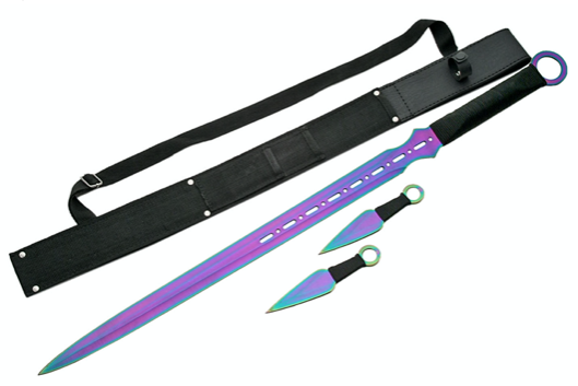 Ninja Sword with 2pc Throwing Knives (multiple colors)
