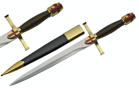 15.25" GOLD CRUSADER DAGGER