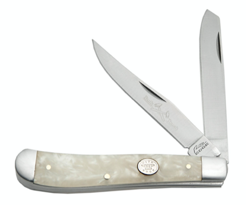 3.75" LARGE TRAPPER HANDLE - WHITE PEARL HANDLE
