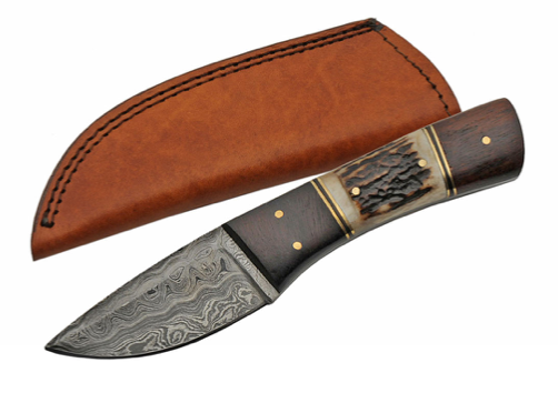 8" HANDMADE DAMASCUS STAG INWOOD SHORT SKINNER