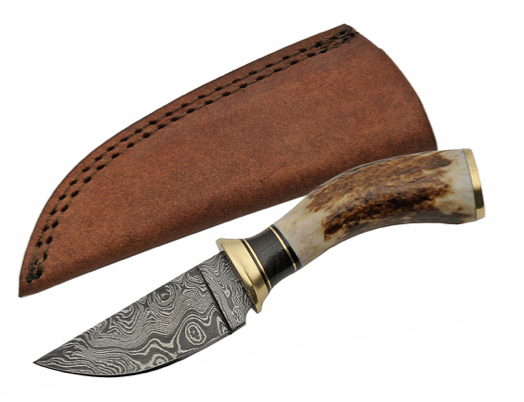 7.25" HANDMADE DAMASCUS STAG SKINNER