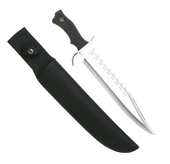 16.5" Rubber Handle Fixed Blade Bowie Knife