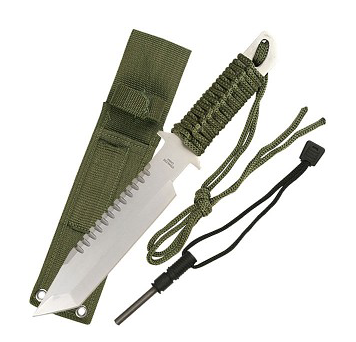 11" Full Tang Survival Camping Knife with Fire Starter