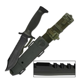 12" Survival Knife with Reverse Double Serration