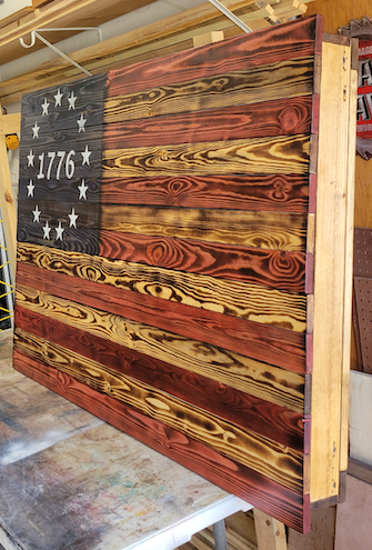 XXLarge Concealed Cabinet 2 Door Wooden 1776 American Flag