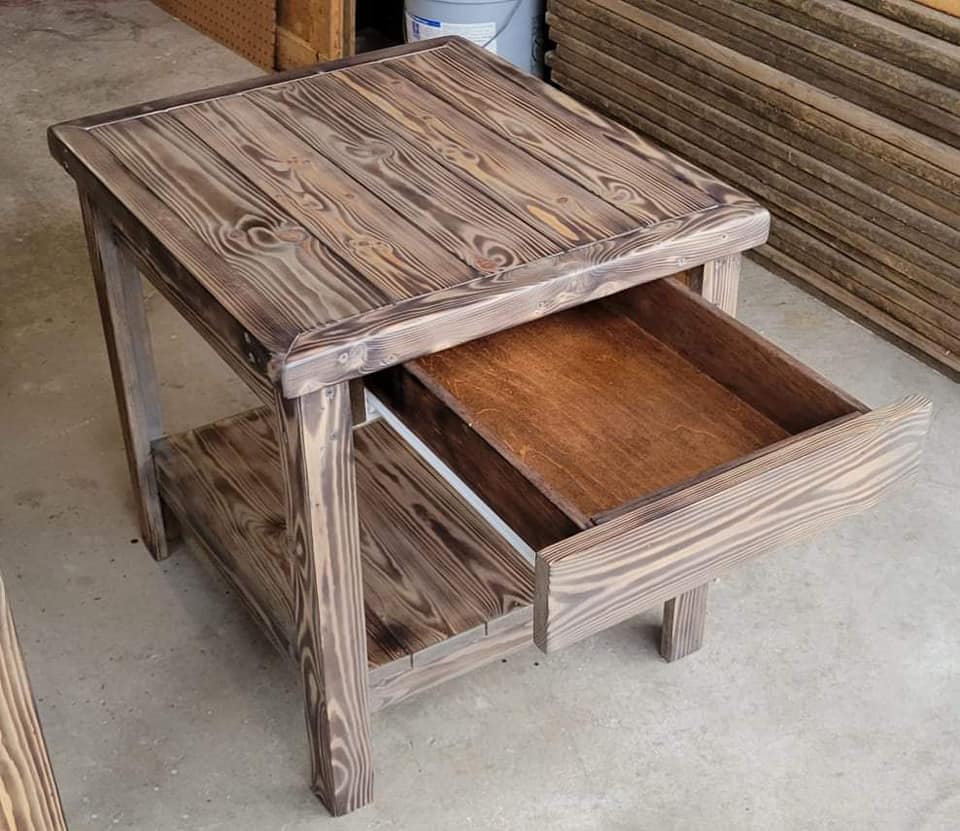 Handmade End/Side Table with Hidden Drawer
