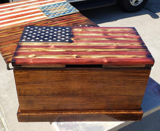 Handmade Wooden American Flag Chest