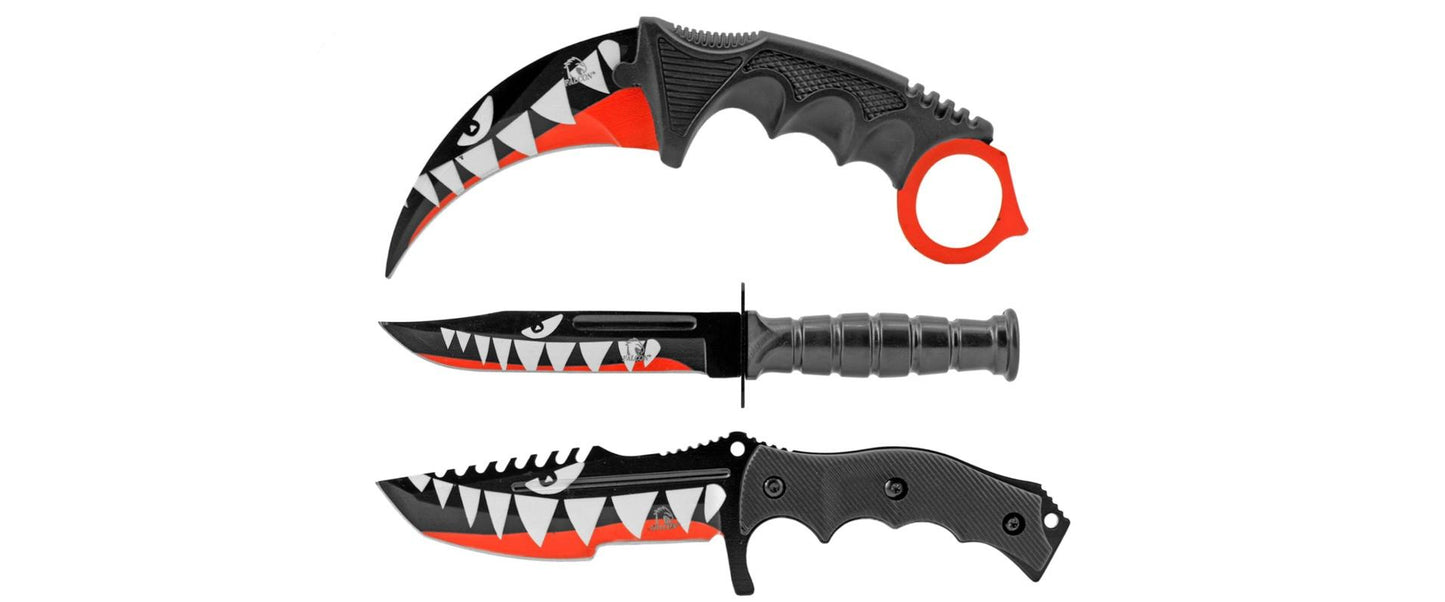 Tactical, Hunting, and Karambit Knife Set Collection (multiple colors)
